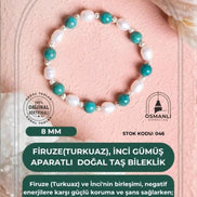 Firuze (Turkuaz), İnci Gümüş Aparatlı Doğal Taş Bileklik(SK:046)