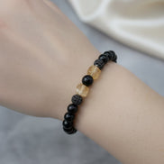 Sitrin, Obsidyen ve Siyah Zirkon Doğal Taş Bileklik – 8 mm Unisex Tasarım
