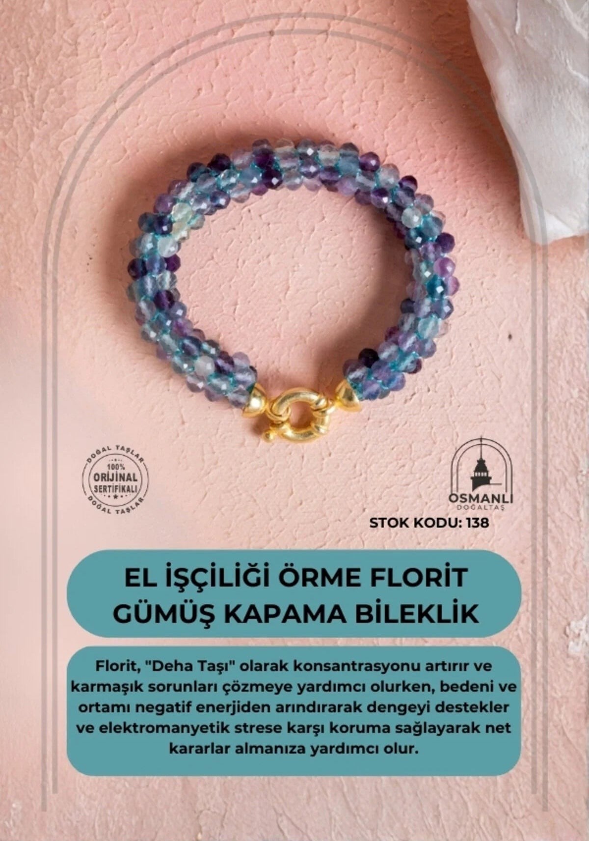El İşçiliği Örme Florit Gümüş Kapama Bileklik (SK:138)