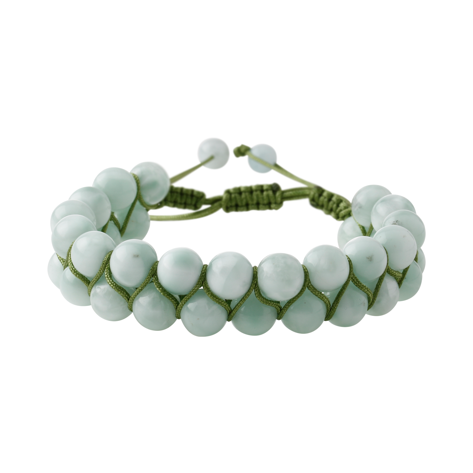 Yeşil Larimar 8mm Çift Sıra Makrome Doğal Taş Bileklik