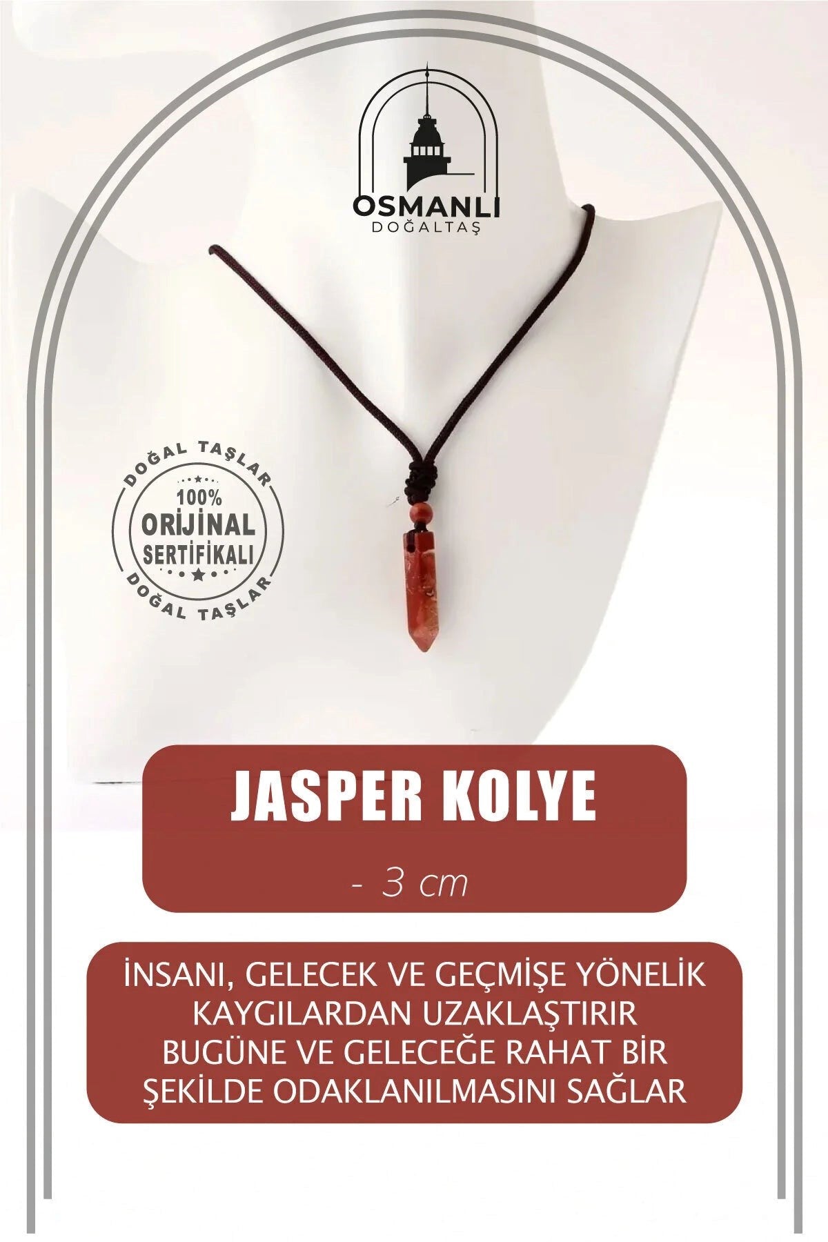 Jasper Doğal Taş Kolye Ucu 3cm