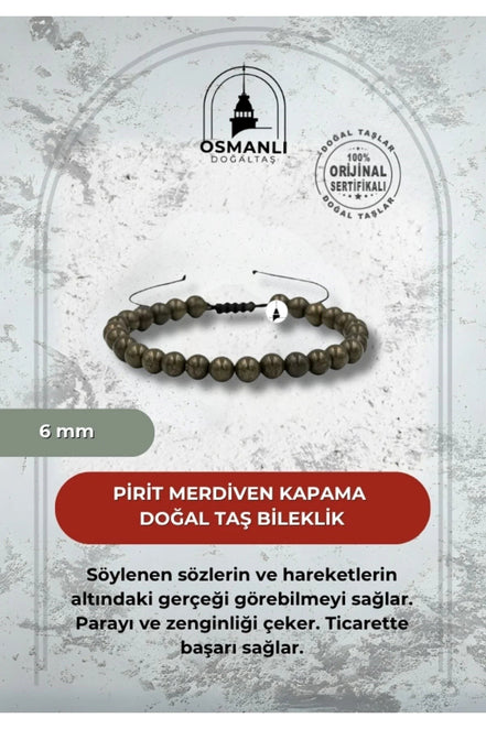 Pirit 6mm Merdiven Kapama Doğal Taş Bileklik