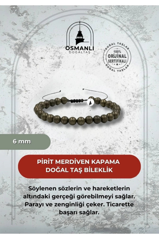Pirit 6mm Merdiven Kapama Doğal Taş Bileklik