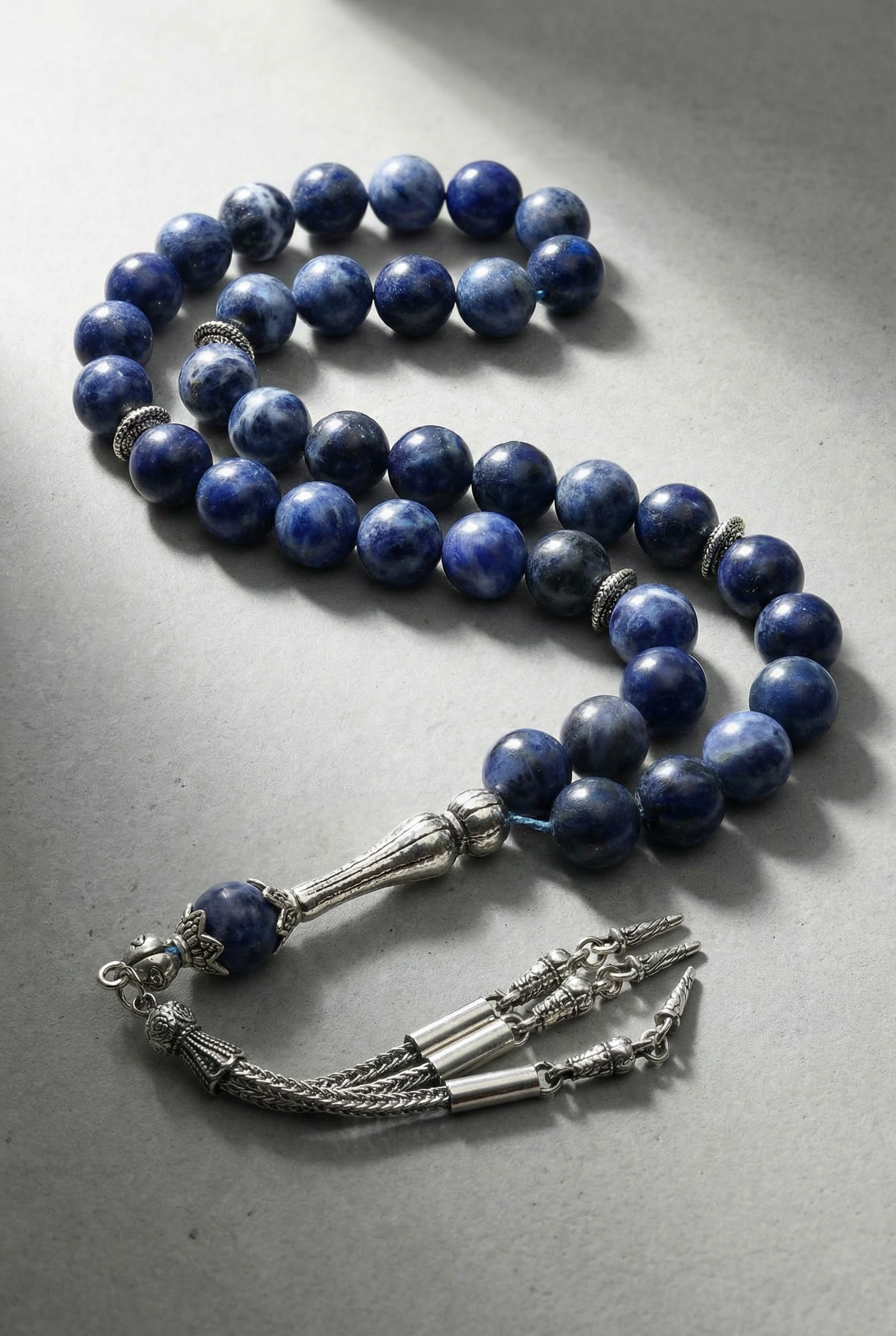 Sodalit Doğal Taş Tesbih – 10 mm Küre Kesim