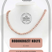Rodokrozit 6 mm Dizi Doğal Taş Kolye
