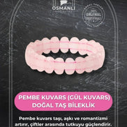 Pembe Kuvars (Gül Kuvars) Doğal Taş Geniş Kesim Bileklik