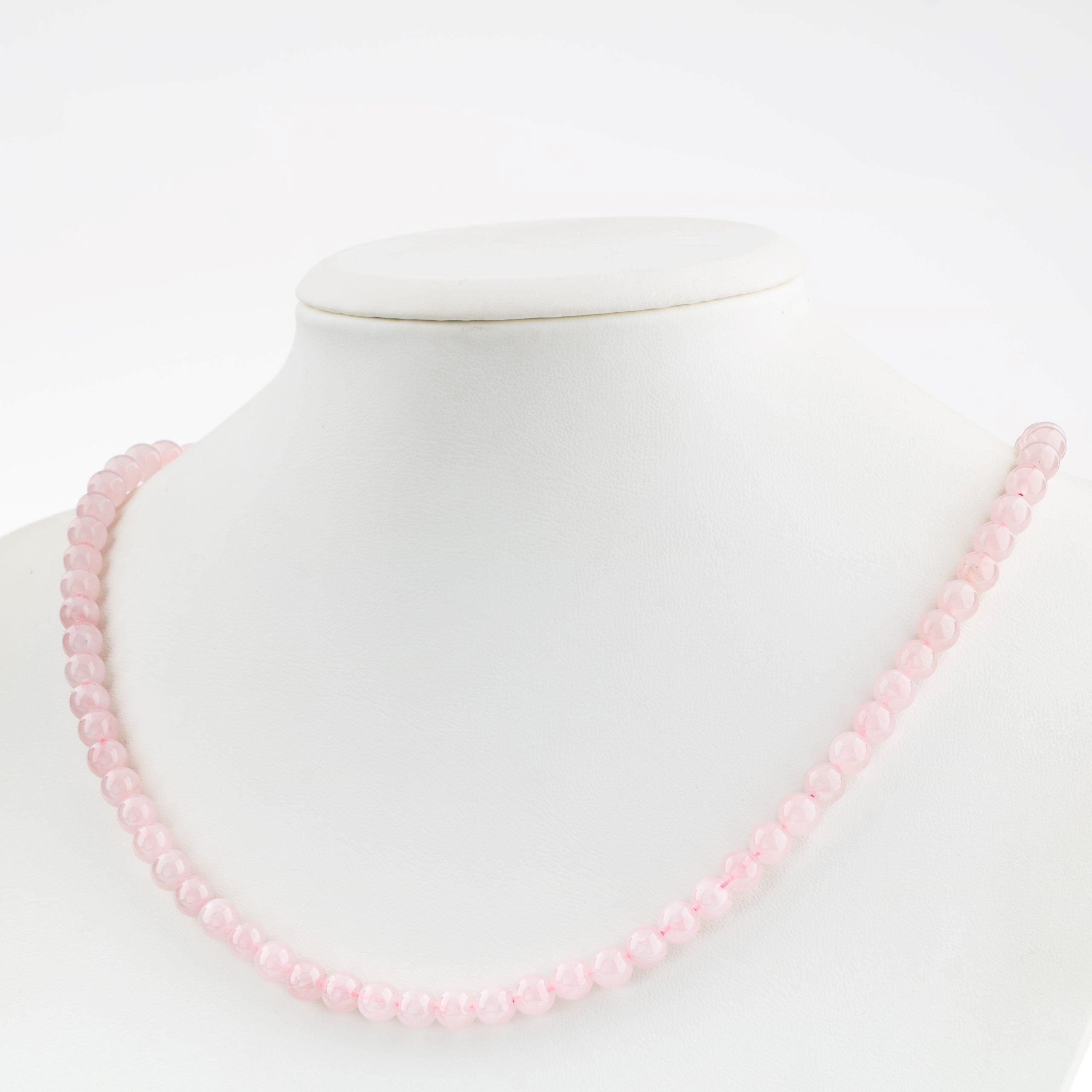 Pembe Kuvars Doğal Taş Kolye – 6 mm Dizi, Unisex Tasarım