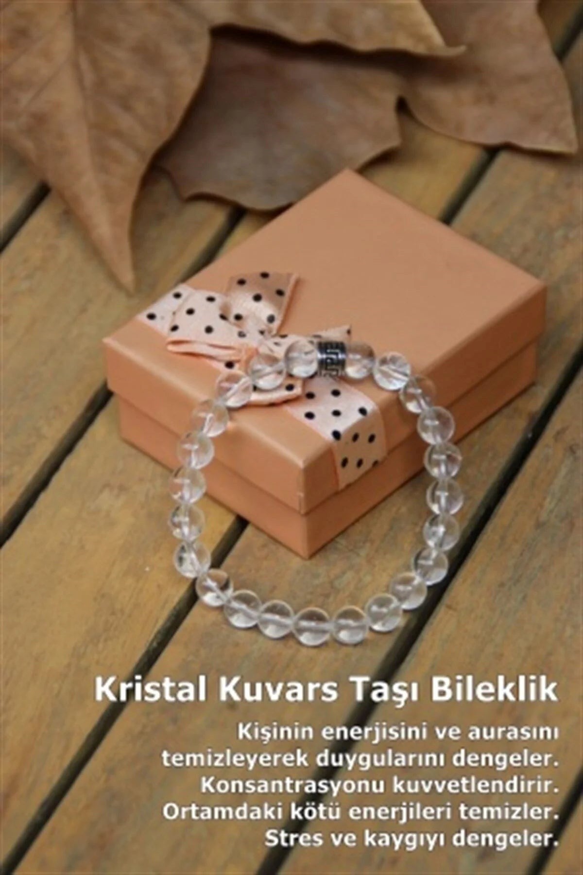 Kristal Kuvars 8mm Doğal Taş Bileklik