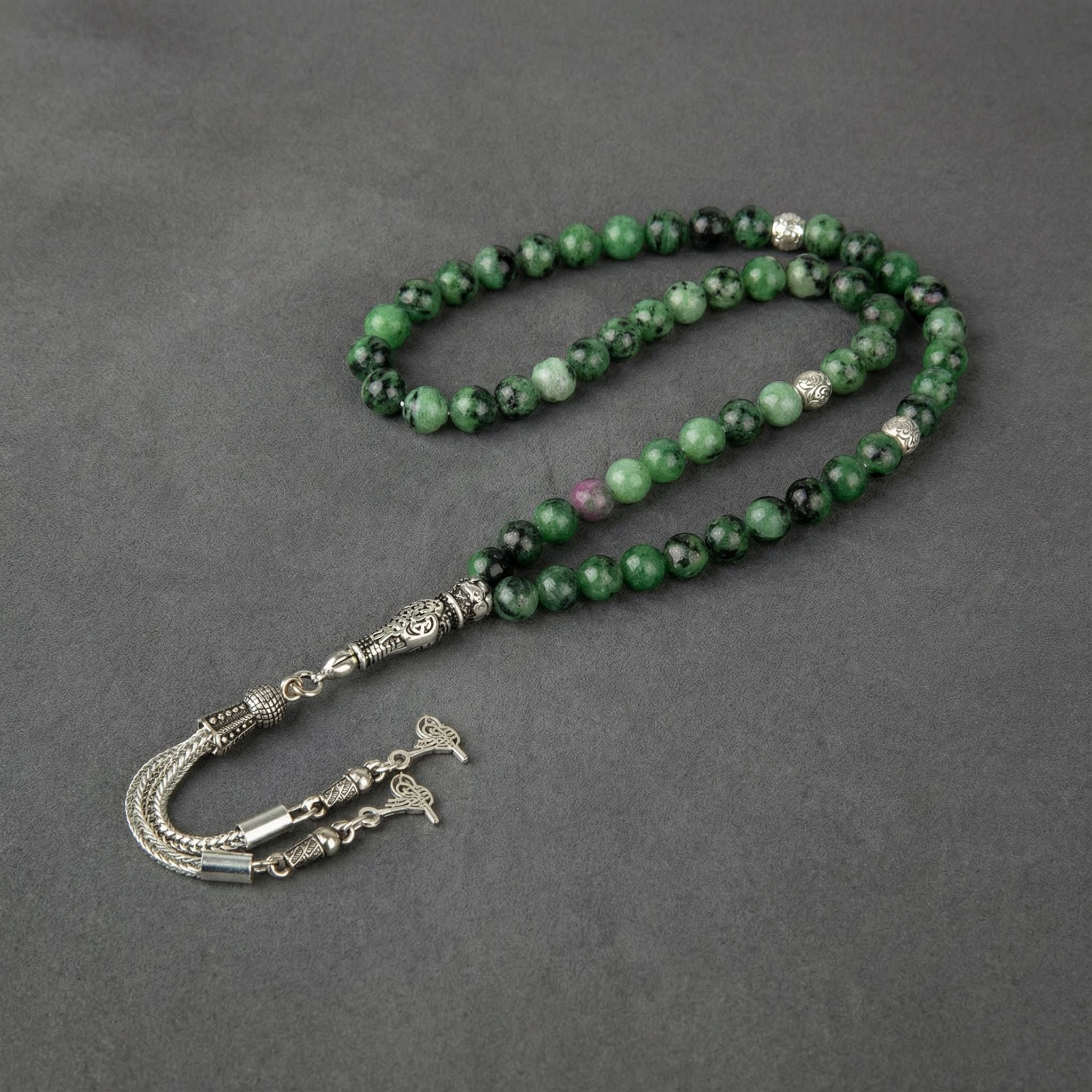 Anyolit (Ruby in Zoisite) Doğal Taş Tesbih – 33’lük – 6 mm