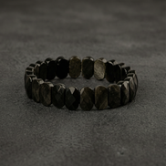 Obsidyen Doğal Taş Geniş Kesim Bileklik (Rolex Stil)
