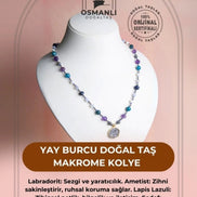 Yay Burcu Doğal Taş Makrome Kolye