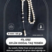 Fil Dişi  33'lük 9 mm Doğal Taş Tesbih