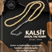 Kalsit Doğal Taş Tesbih 99luk - 6mm