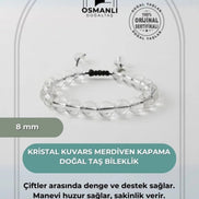 Kristal Kuvars 8mm Merdiven Kapama Doğal Taş Bileklik