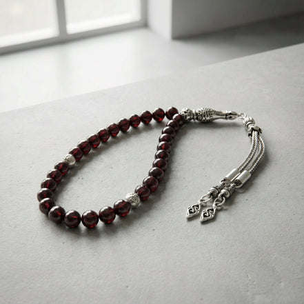 Bordo Granat (Lal) Doğal Taş Tesbih – 33’lük / 6 mm
