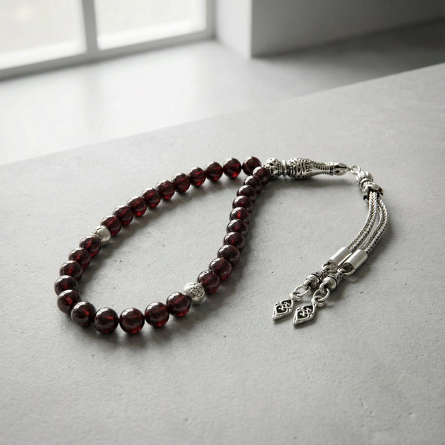 Bordo Granat (Lal) Doğal Taş Tesbih – 33’lük / 6 mm