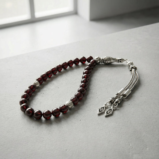 Bordo Granat (Lal) Doğal Taş Tesbih – 33’lük / 6 mm