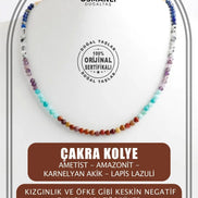 Çakra Kolye Amazonit, Ametist, Jasper, Karnelyan Akik, Lapis Lazuli