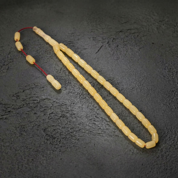 Sertifikalı Kaya Damla Kehribar Kapsül Kesim 14 mm Tesbih – Özel Kutulu – 16 gr