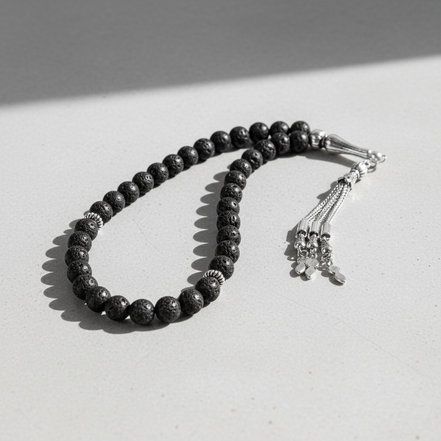 Siyah Lav Taşı Doğal Taş Tesbih – 33’lük / 8 mm