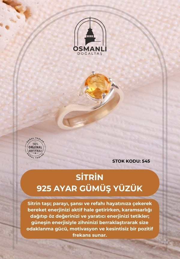 Sitrin 925 Ayar Gümüş Yüzük (SK:545)