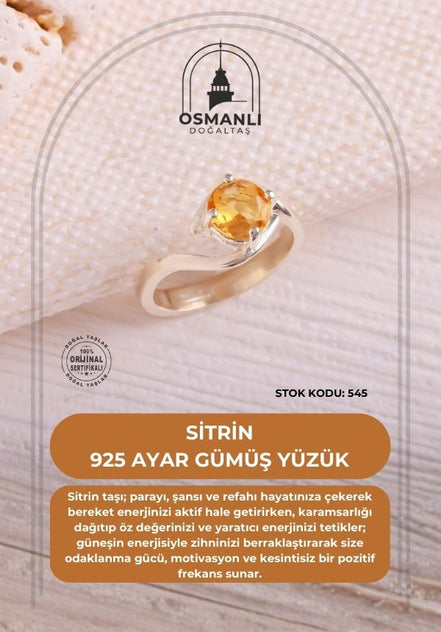 Sitrin 925 Ayar Gümüş Yüzük (SK:545)