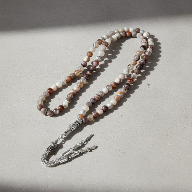 Botswana Akiği Doğal Taş Tesbih – 99’luk / 6 mm