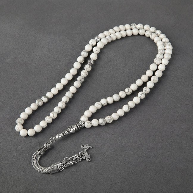 Havlit (Howlite) Doğal Taş Tesbih – 99’luk – 6 mm