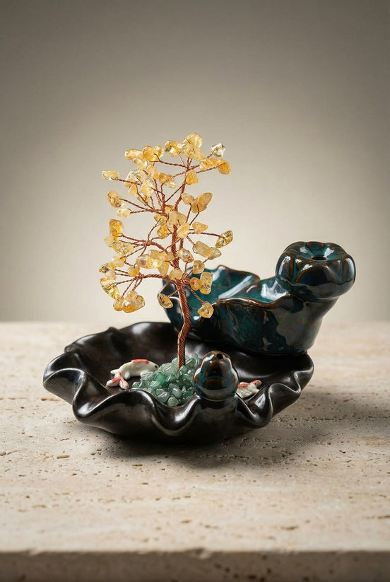 Sitrin Doğal Taş Ağaçlı Tütsülük – 10 × 13 cm | 286 gr