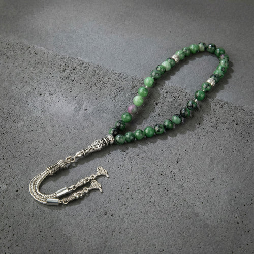 Anyolit (Ruby in Zoisite) Doğal Taş Tesbih – 33’lük – 6 mm