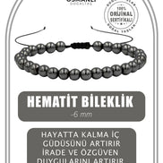 Hematit 6mm Merdiven Kapama Doğal Taş Bileklik