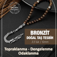 Bronzit Doğal Taş Tesbih 33lük - 6mm