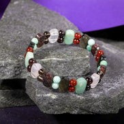 Başak Burcu Bileklik Amazonit, Bordo Granat Lal, Dumanlı Kuvars, Golden Obsidyen, Jasper, Kırmızı Akik, Pembe Kuvars, Yeşil Aventurin