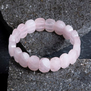 Pembe Kuvars Geniş Kesim Doğal Taş Bileklik