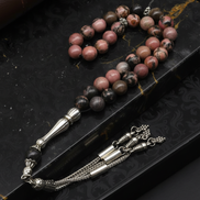 Rodonit Doğal Taş Tesbih – 8 mm Küre Kesim