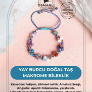 Yay Burcu Doğal Taş Makrome Bileklik