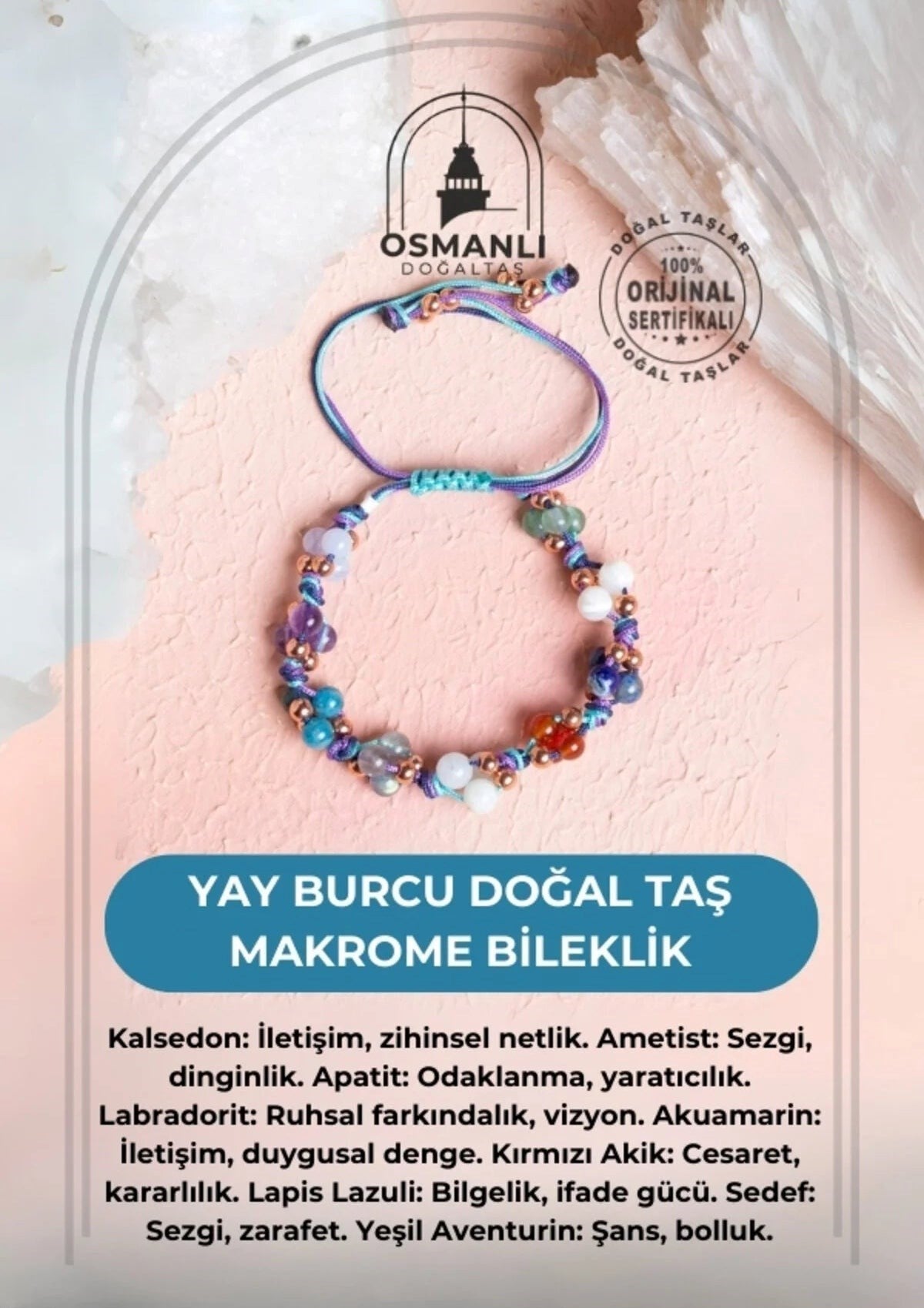 Yay Burcu Doğal Taş Makrome Bileklik