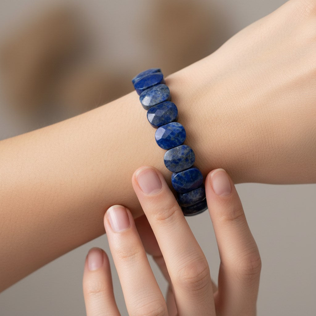 Lapis Lazuli Geniş Kesim Doğal Taş Bileklik