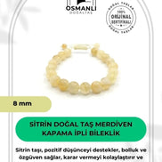 Hakiki Doğal Sitrin Doğal Taş Merdiven Kapama İpli Bileklik 8mm