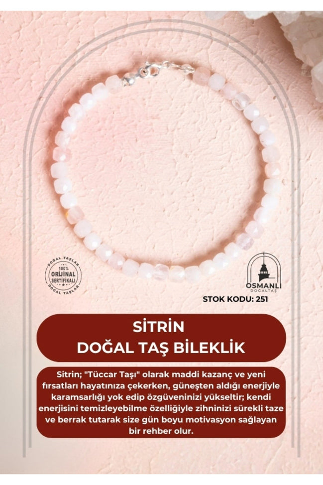 Sertifikalı Sitrin Doğal Taş Bileklik (SK:251)