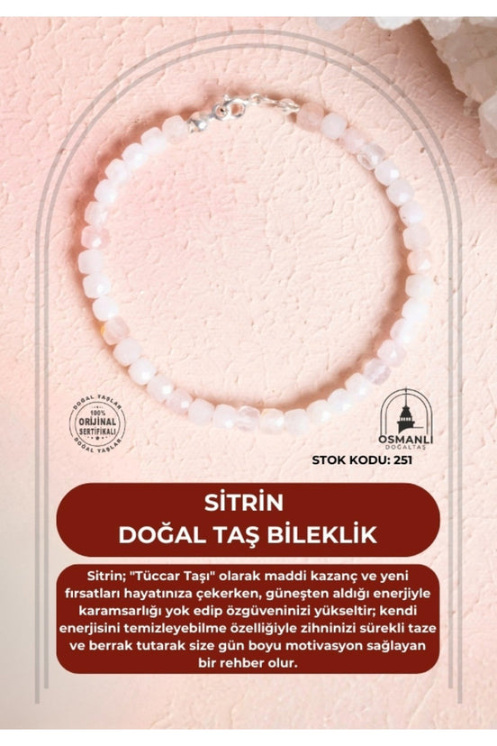 Sertifikalı Sitrin Doğal Taş Bileklik (SK:251)
