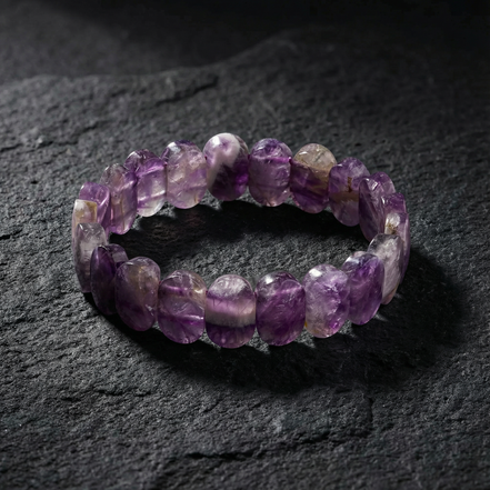 Ametist Doğal Taş Geniş Kesim Bileklik (Rolex Stil)