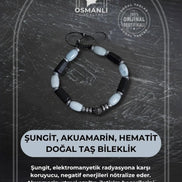 Şungit, Akuamarin ve Hematit Doğal Taş Bileklik