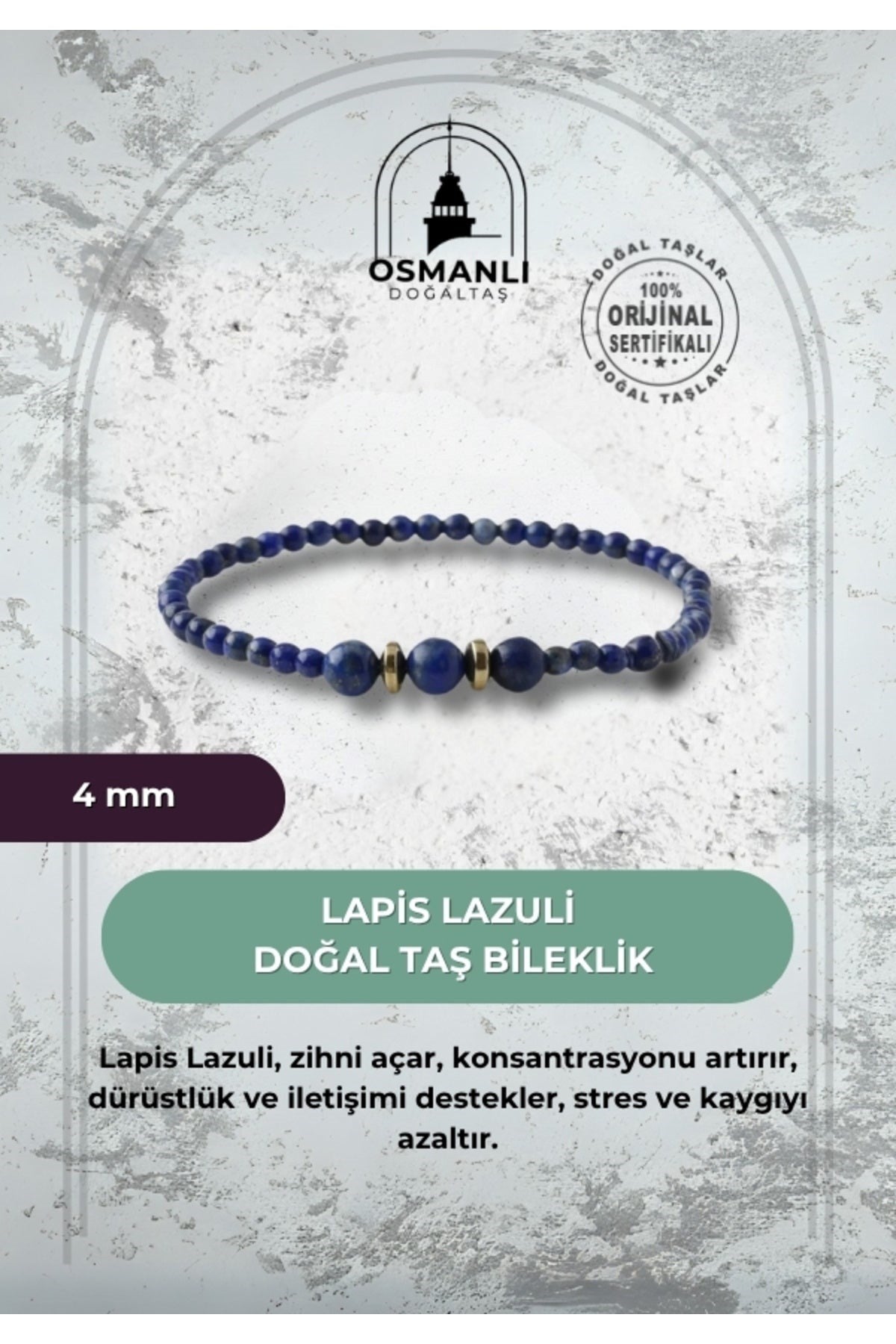 Lapis Lazuli 4mm Doğal Taş Bileklik