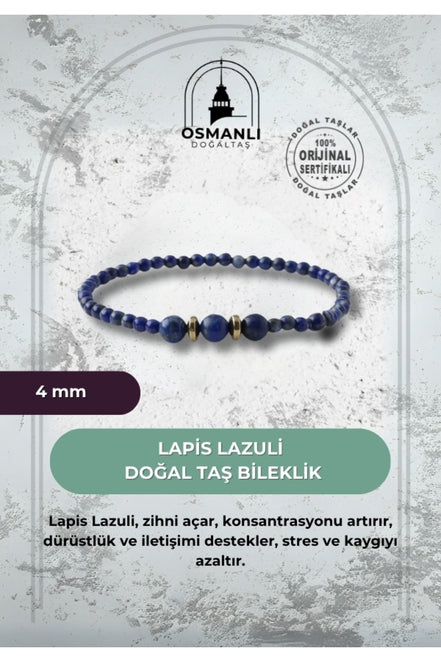Lapis Lazuli 4mm Doğal Taş Bileklik