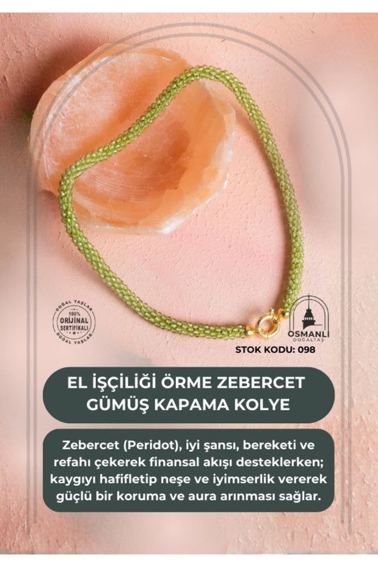 El İşçiliği Örme Zebercet Gümüş Kapama Kolye (SK:098)