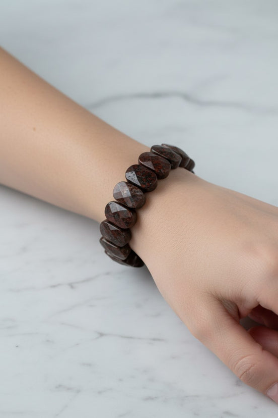 Dragon Jasper Doğal Taş Geniş Kesim Bileklik