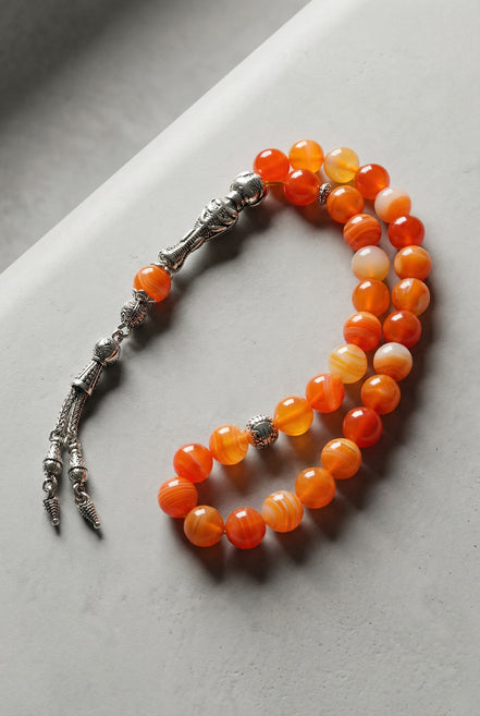 Madagaskar Akik Doğal Taş Tesbih – 8 mm Küre Kesim