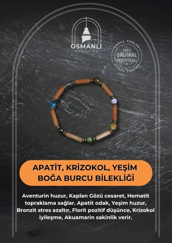 Apatit, Krizokol ve Yeşim Boğa Burcu Bilekliği