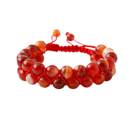 Madagaskar Akiği 8mm Çift Sıra Makrome Doğal Taş Bileklik